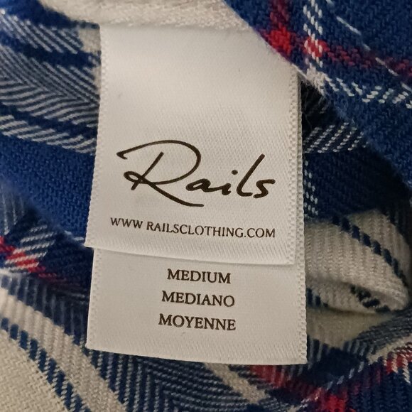 Rails Hunter Plaid Button-up Shirt Women's M Long-sleeve‎ White/Blue/Raspberry - Picture 8 of 12